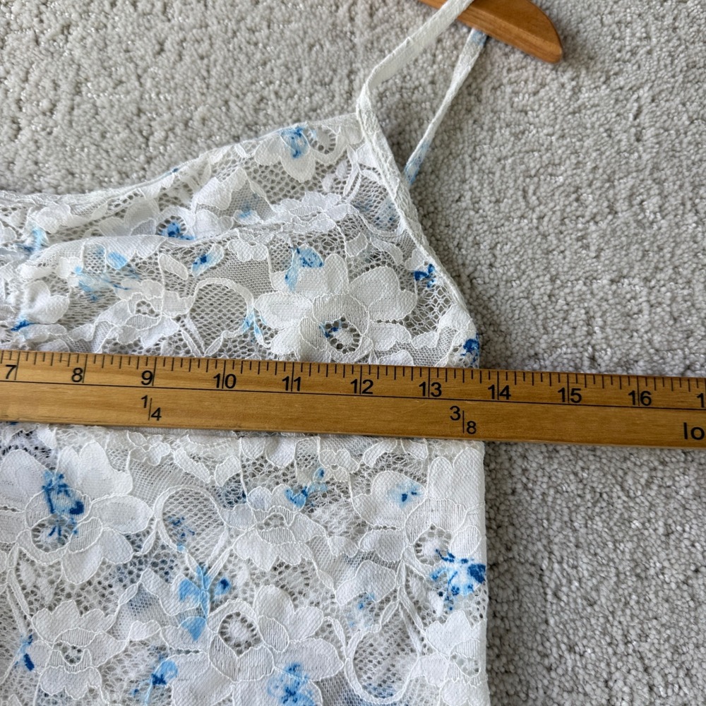 Frankies Bikinis Cassie Tank Flora Shorts Set Womens L White Blue Lace Butterfly - Picture 9 of 13